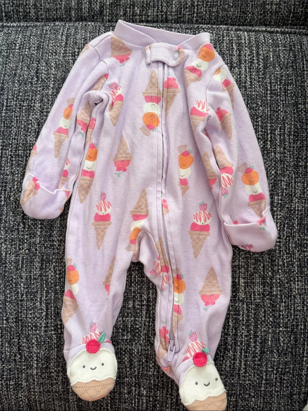 Ice Cream Print Footed One-Piece